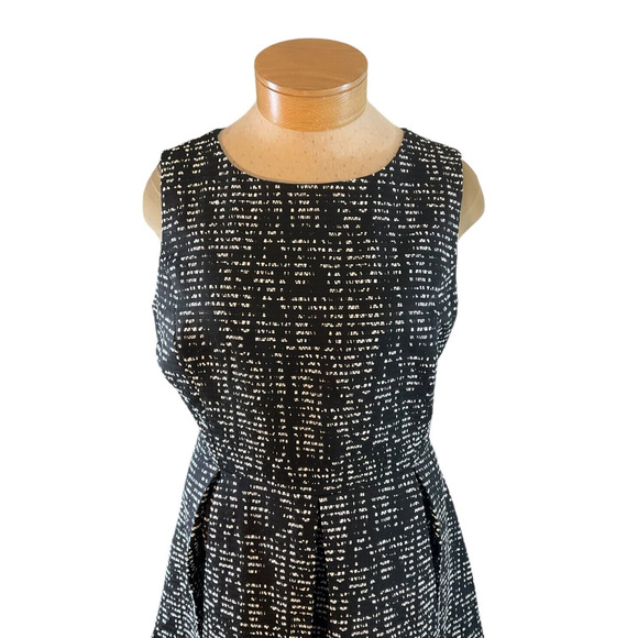 Nine West Black White Abstract Print Fit Flare Sleeveless Dress Large - Picture 11 of 13